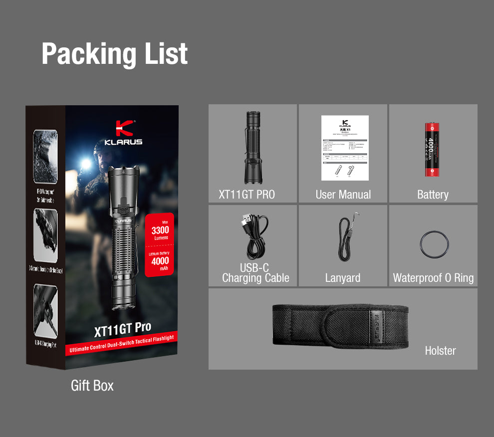 “Klarus XT11GT Pro v3.0 tactical flashlight – High-output rechargeable duty torch”