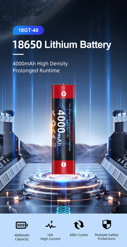 “Klarus 18GT-40 4000mAh 18650 Li-ion rechargeable battery – High-capacity flashlight battery”