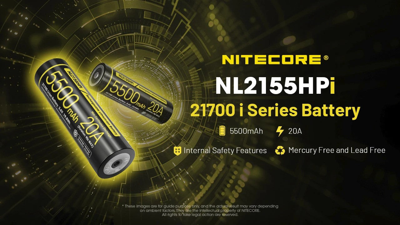 “Nitecore NL2155HPi 5500mAh 21700 rechargeable Li-ion battery – High-capacity flashlight battery”
