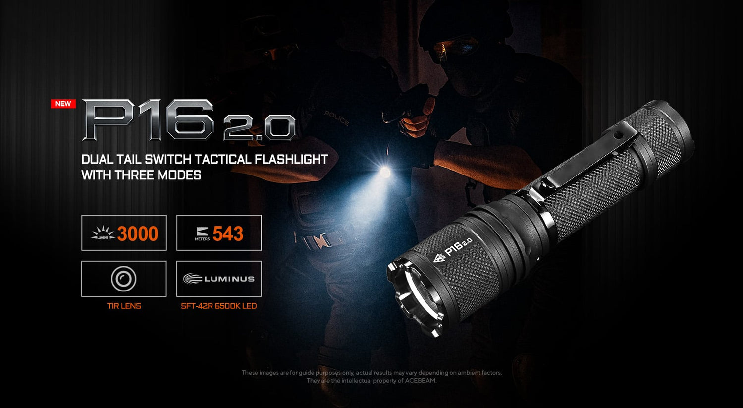 Acebeam P16 2.0 tactical flashlight – High-lumen durable duty torch