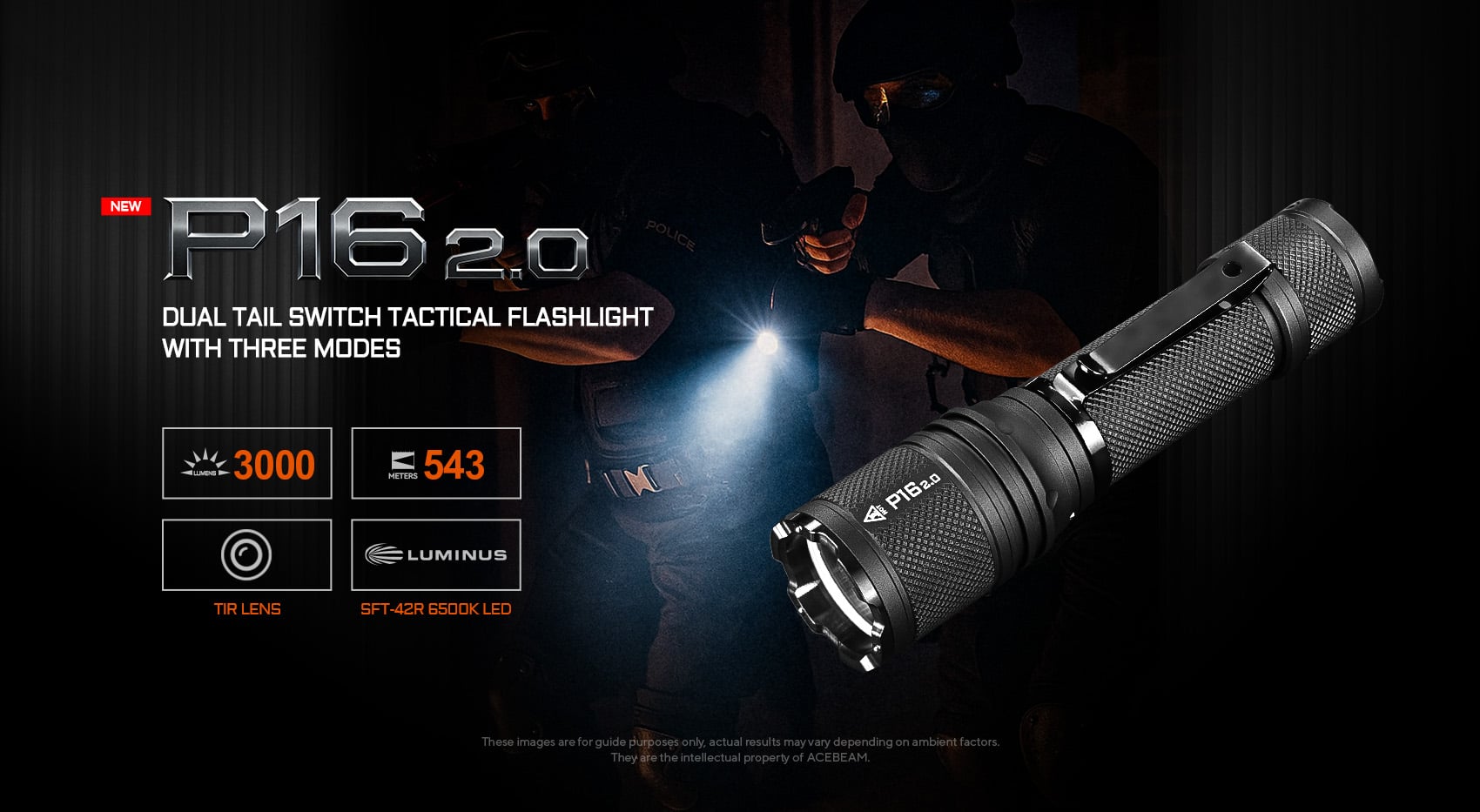 Acebeam P16 2.0 tactical flashlight – High-lumen durable duty torch