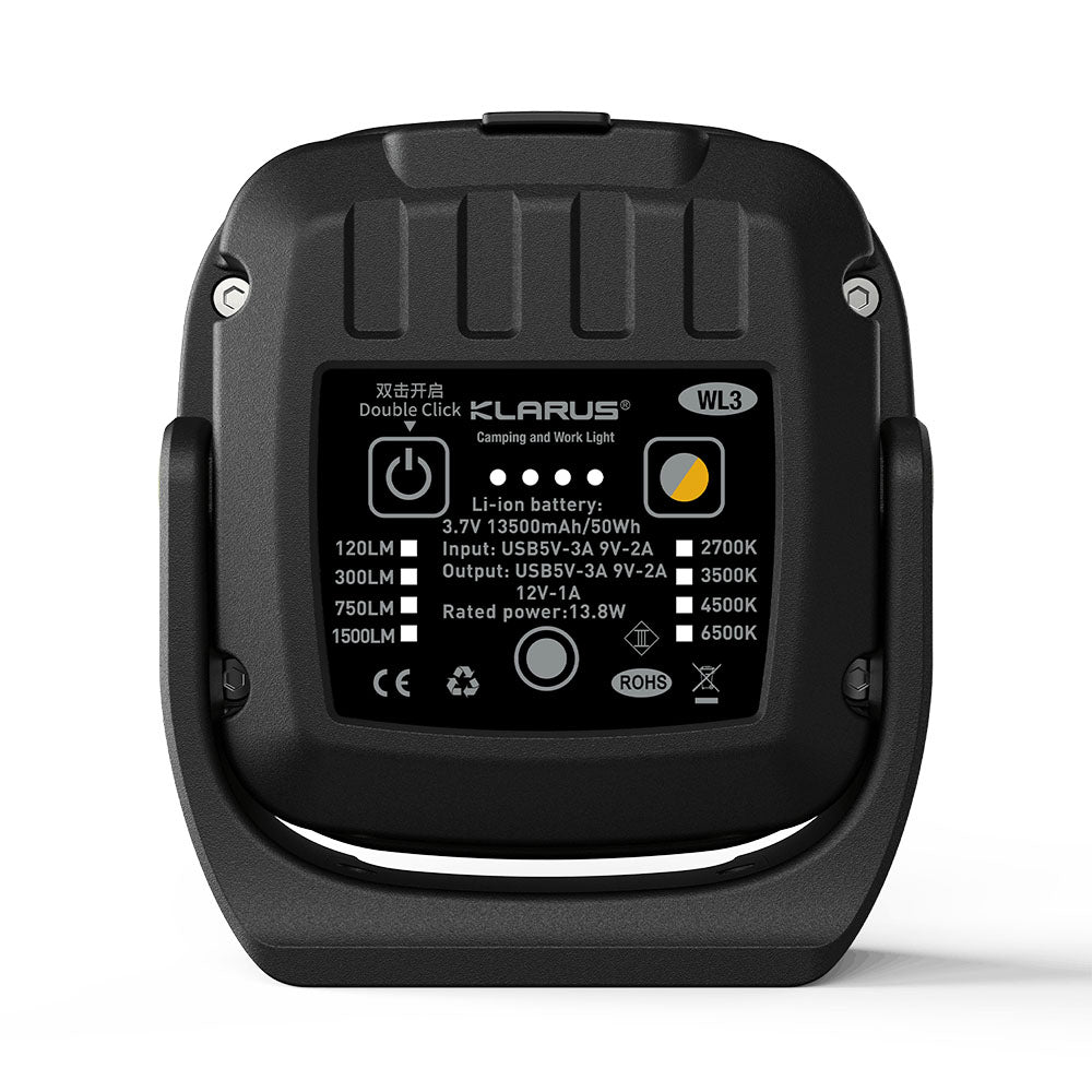“Klarus WL3 1500 lumens LED work light – Rechargeable portable work light with selectable options”