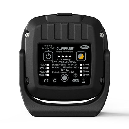 “Klarus WL3 1500 lumens LED work light – Rechargeable portable work light with selectable options”