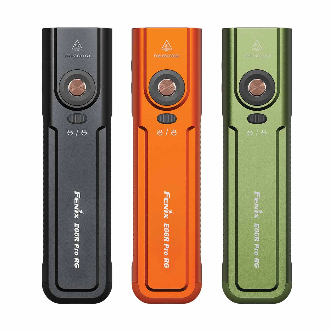 “Fenix E06R Pro RG flat EDC flashlight – rechargeable compact multi-mode torch with options”