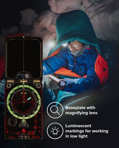 Suunto MC-2 NH mirror compass with sighting mirror and declination adjustment for accurate outdoor navigation