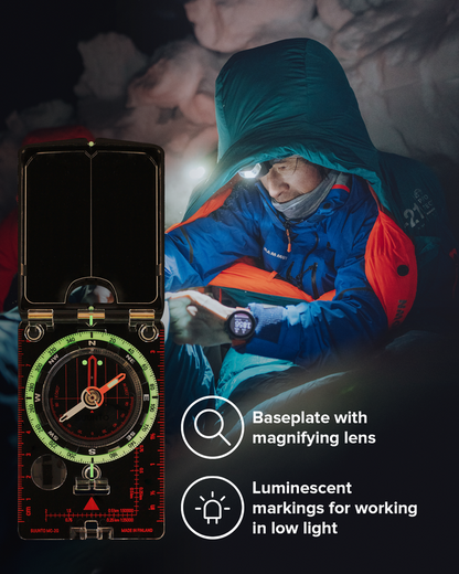 Suunto MC-2 NH G Mirror Compass with global needle, sighting mirror, and declination adjustment for professional outdoor navigation
