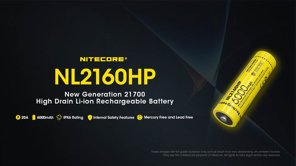 “Nitecore NL2160HP 6000mAh 21700 rechargeable Li-ion battery – High-capacity flashlight battery”