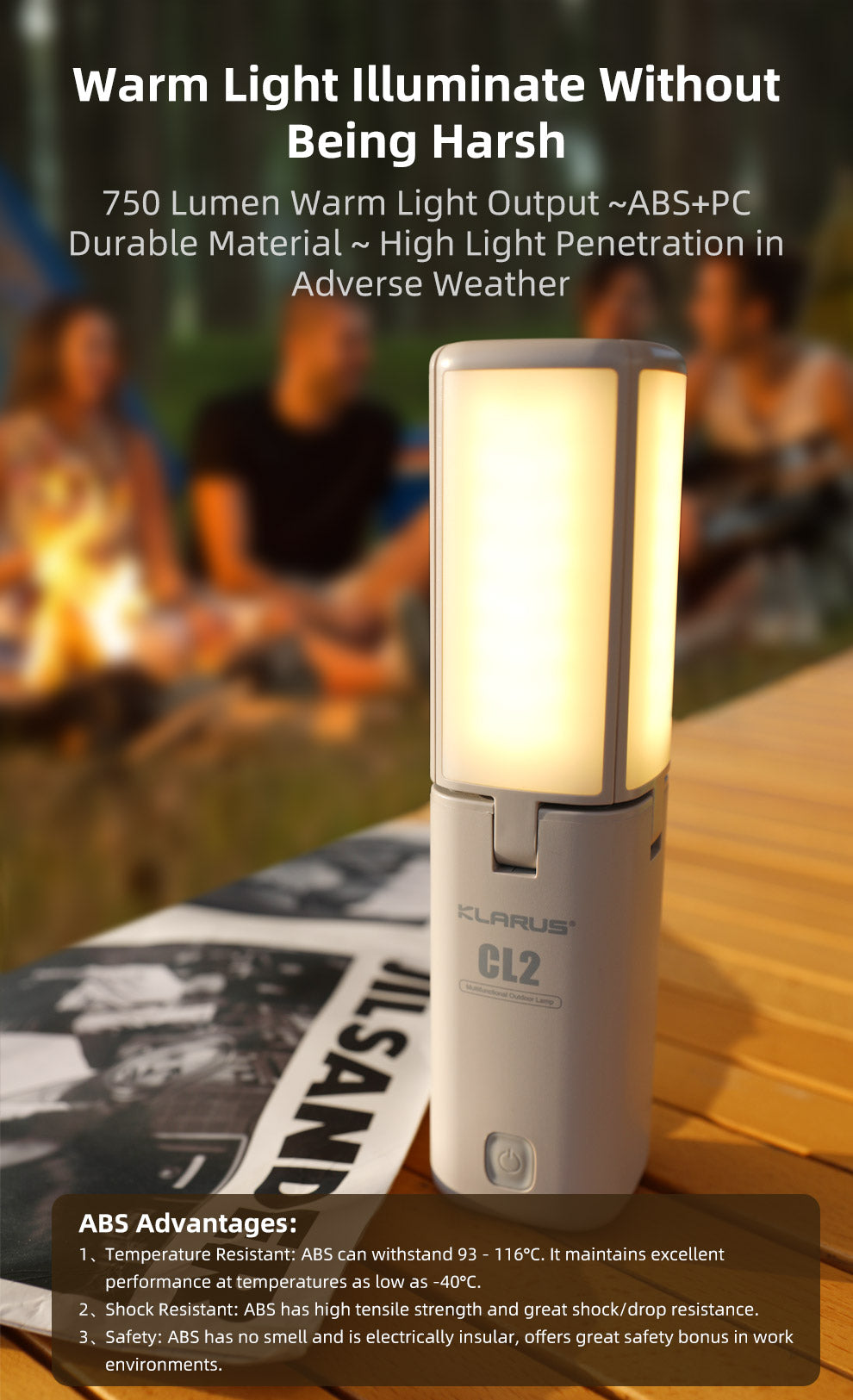 “Klarus CL2 multifunctional outdoor lantern – Rechargeable portable camping light with options”