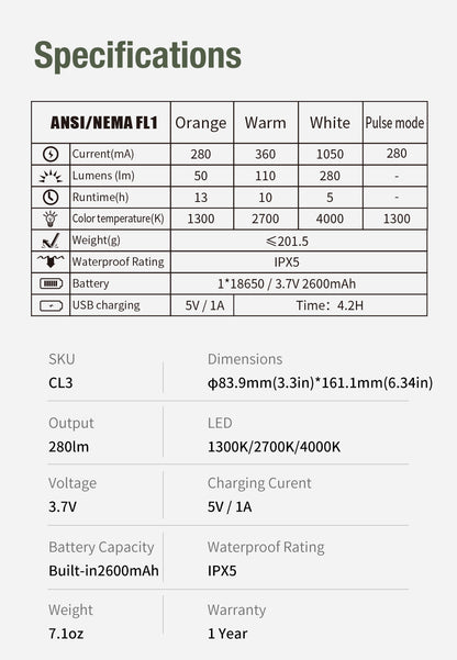 “Klarus CL3 multifunctional mini lantern – Compact rechargeable outdoor lantern with options”