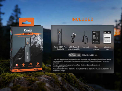 “Fenix E06R Pro 1600 lumens LED flashlight – Compact rechargeable EDC torch”