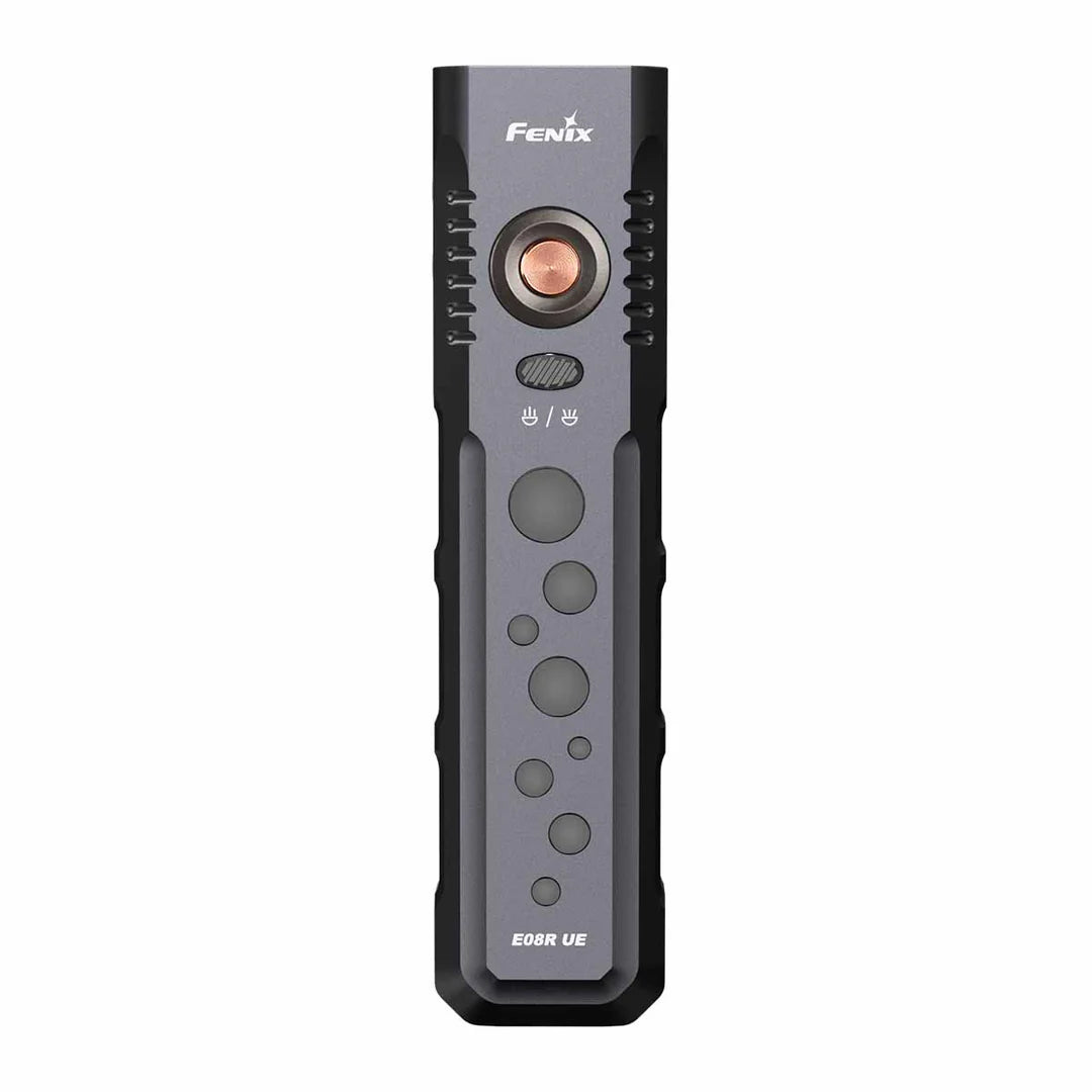 Fenix E08R UE – Flat EDC Flashlight with Green Laser, Body Lights &amp; Digital Dice - Options