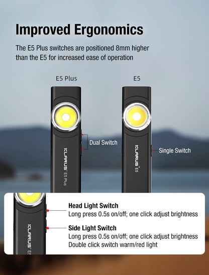 “Klarus E5 Plus ultra-slim tactical EDC flashlight – Compact everyday carry torch”