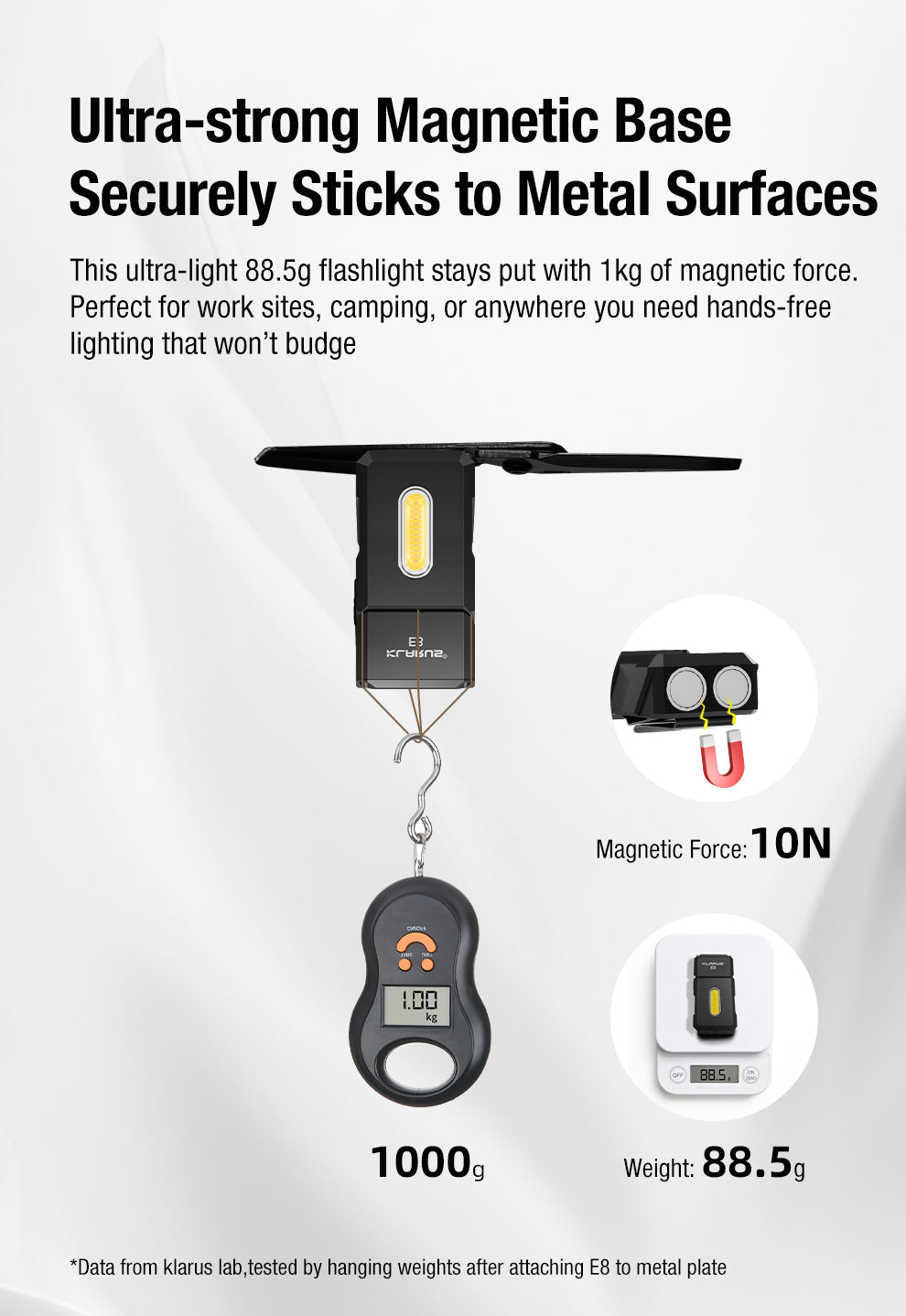 “Klarus E8 triple light tactical EDC flashlight – Compact versatile everyday carry torch”