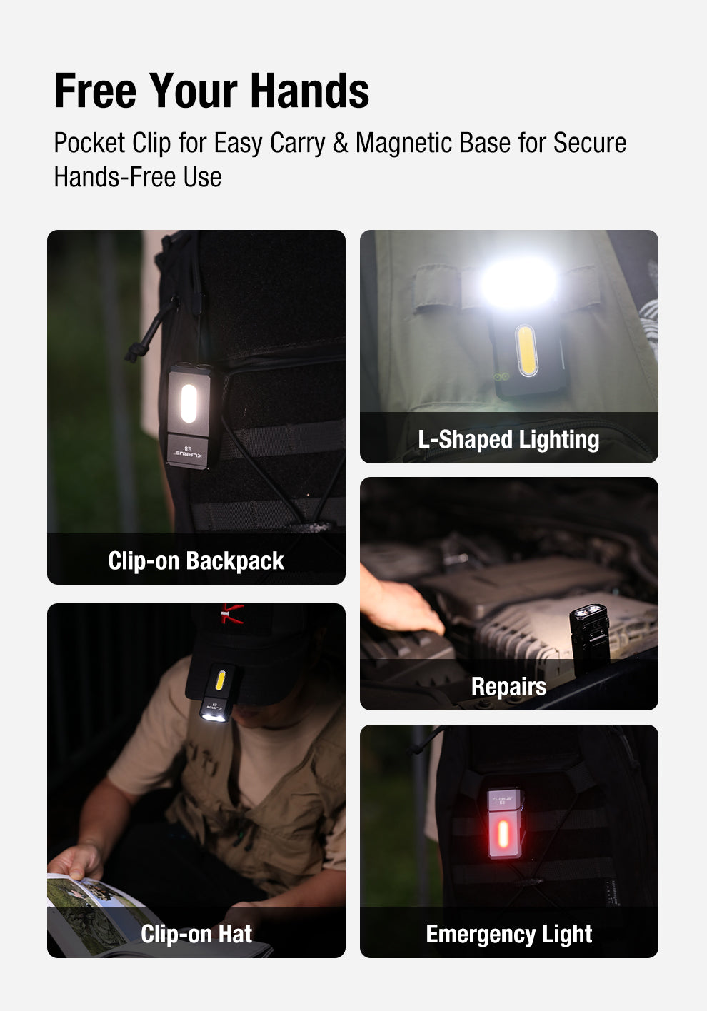 Klarus E8 Triple Light Tactical EDC Flashlight - Options