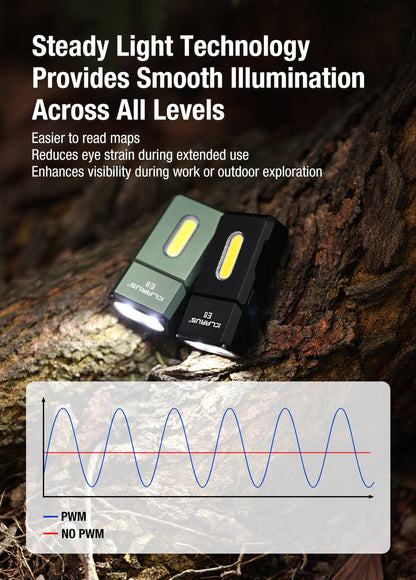 “Klarus E8 triple light tactical EDC flashlight – Compact versatile everyday carry torch”