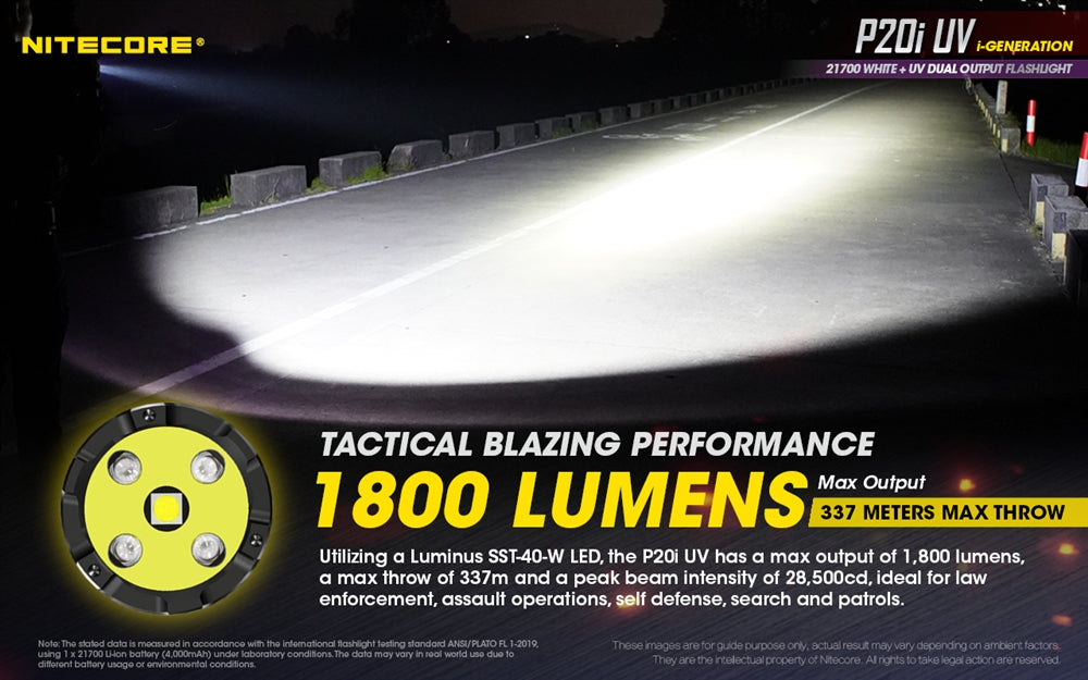 “Nitecore P20i 1800 lumen UV tactical flashlight – Rechargeable high-output duty torch”