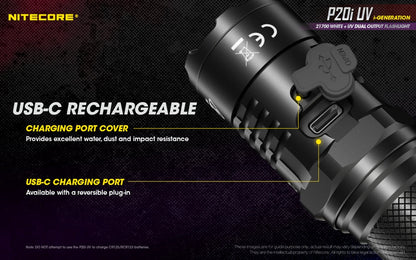“Nitecore P20i 1800 lumen UV tactical flashlight – Rechargeable high-output duty torch”