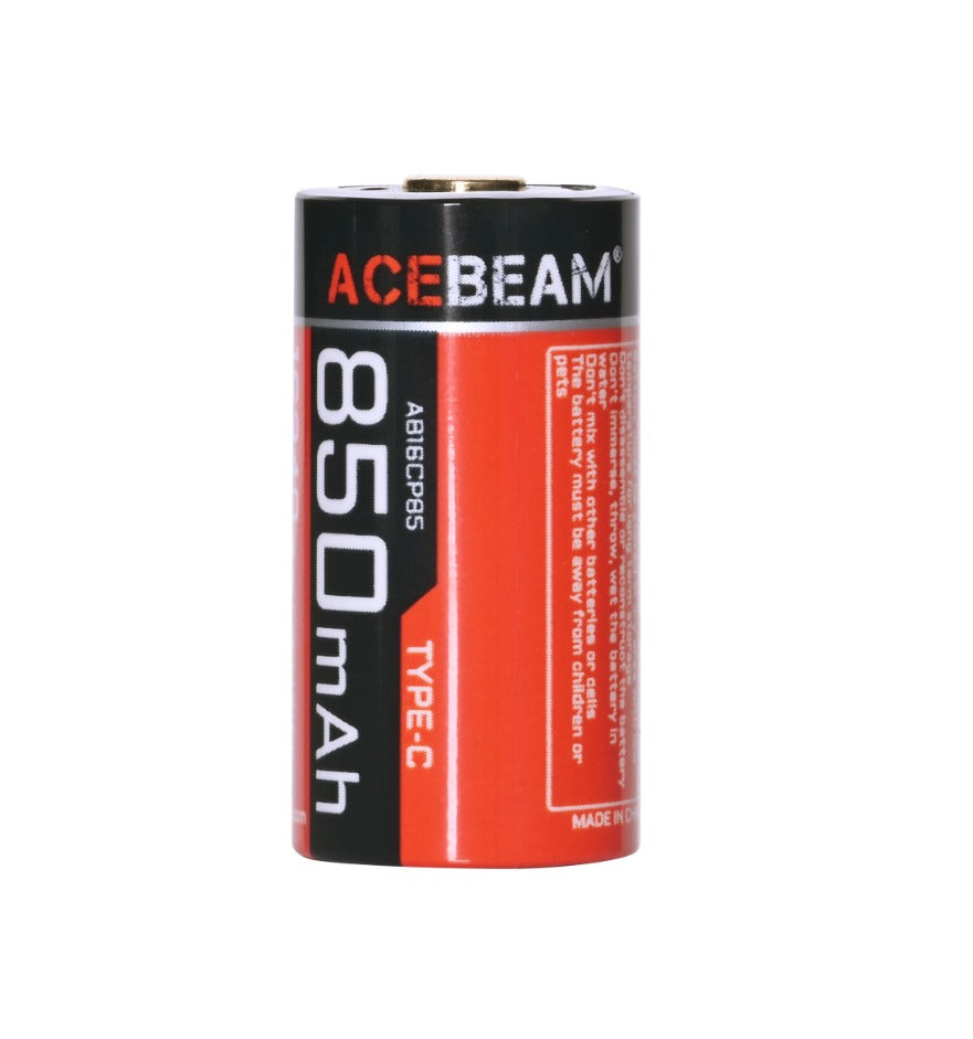 Acebeam 16340 850mAh USB-C Rechargeable Li-ion Ba
