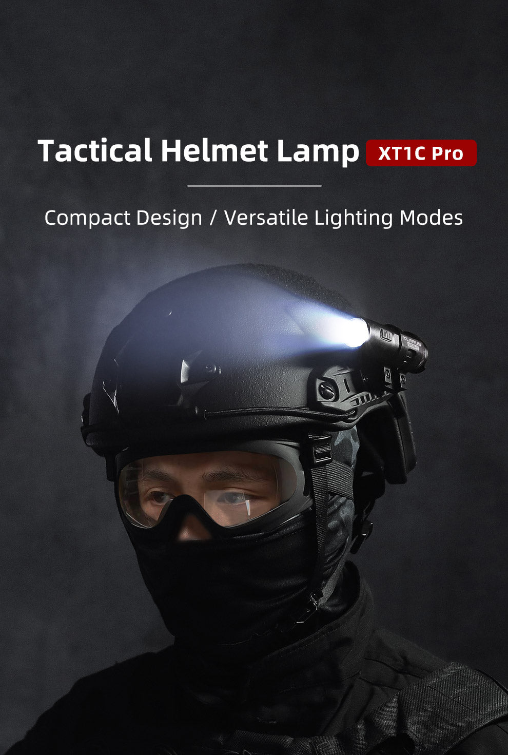 “Klarus XT1C Pro professional helmet-mounted flashlight – Compact high-output tactical light”