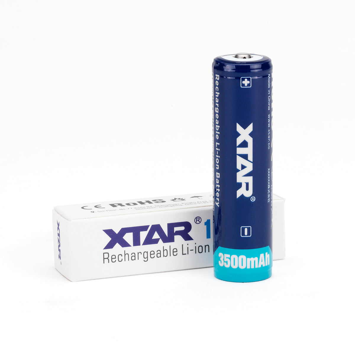 “XTAR 18650 3500mAh button top rechargeable Li-ion battery – High-capacity flashlight battery”