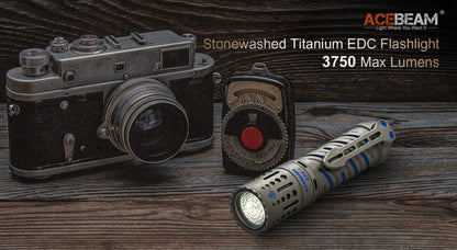 Acebeam E70-TI titanium EDC LED flashlight with 3750 lumens brightness for everyday carry and outdoor professional use