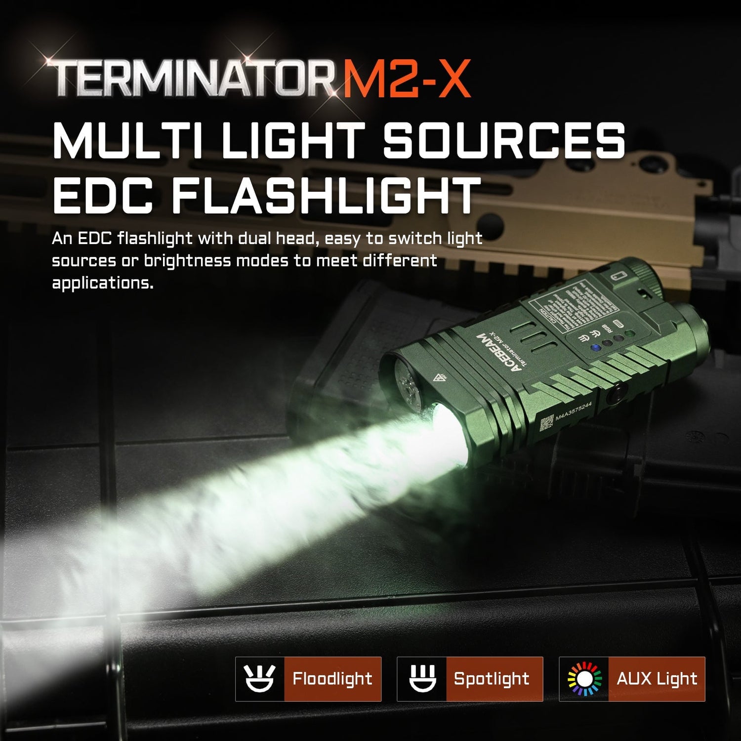 Acebeam Terminator M2-X Dual Head LEP/LED Flashlight ***Will ship around April 23rd*** Flashlight Acebeam 
