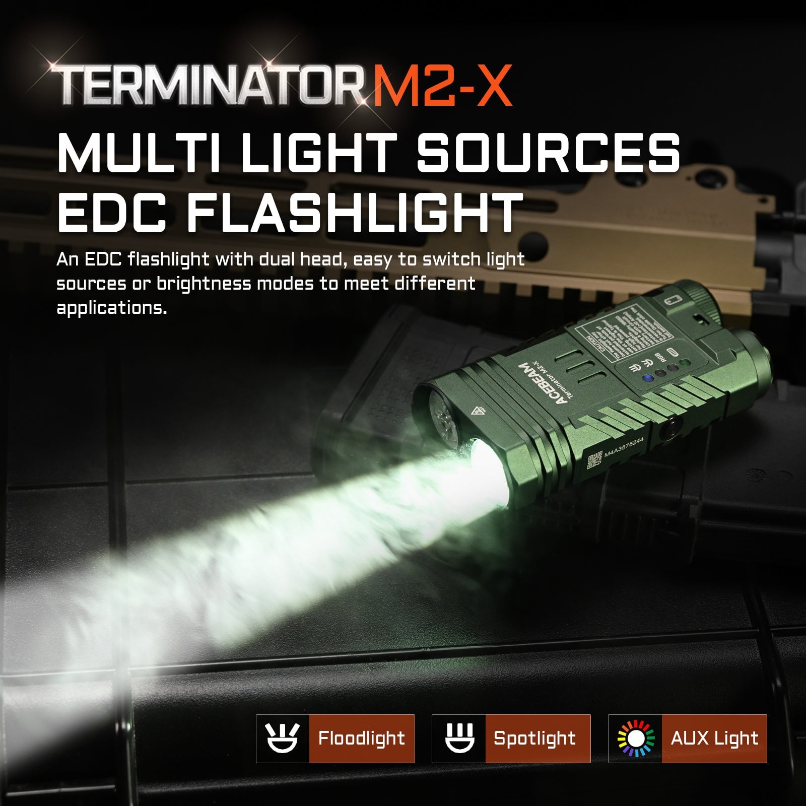 Acebeam Terminator M2-X Dual Head LEP/LED Flashlight ***Will ship around April 23rd*** Flashlight Acebeam 