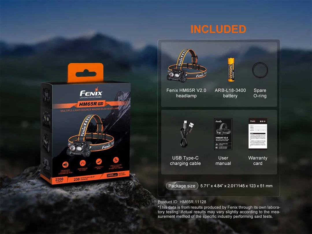 Fenix HM65R V2.0 – 2,200 Lumen Rechargeable Headlamp with Dual Beam &amp; Red Light ***Will ship around August 6th***