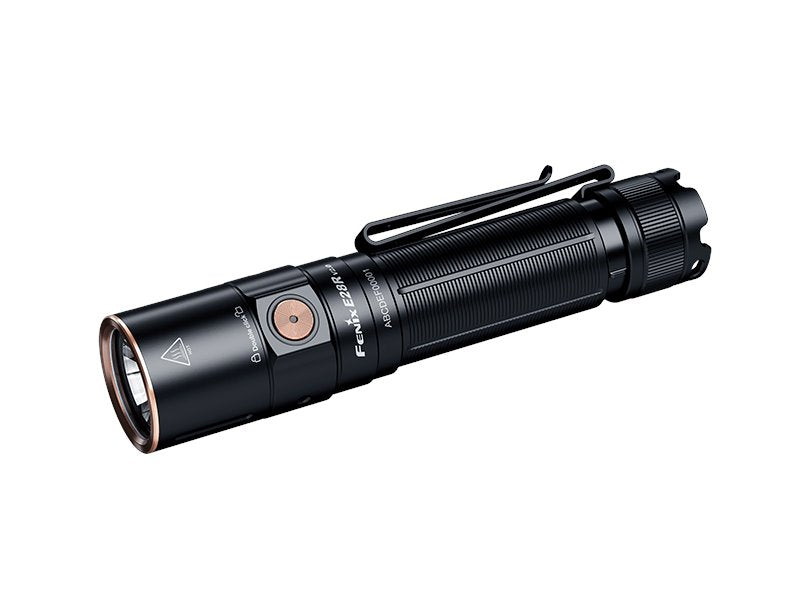 Fenix E28R V2 rechargeable EDC LED flashlight with 1700 lumens brightness for everyday carry, work, and outdoor lighting