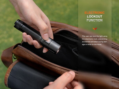 Fenix E28R V2 rechargeable EDC LED flashlight with 1700 lumens brightness for everyday carry, work, and outdoor lighting