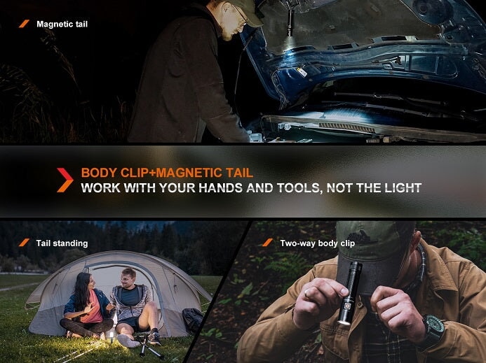 Fenix E28R V2 rechargeable EDC LED flashlight with 1700 lumens brightness for everyday carry, work, and outdoor lighting
