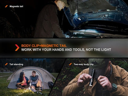 Fenix E28R V2 rechargeable EDC LED flashlight with 1700 lumens brightness for everyday carry, work, and outdoor lighting