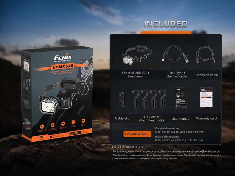 Fenix HP35R SAR Edition LED Headlamp - 4000 Lumens *** Special Order *** Headlamp Fenix 