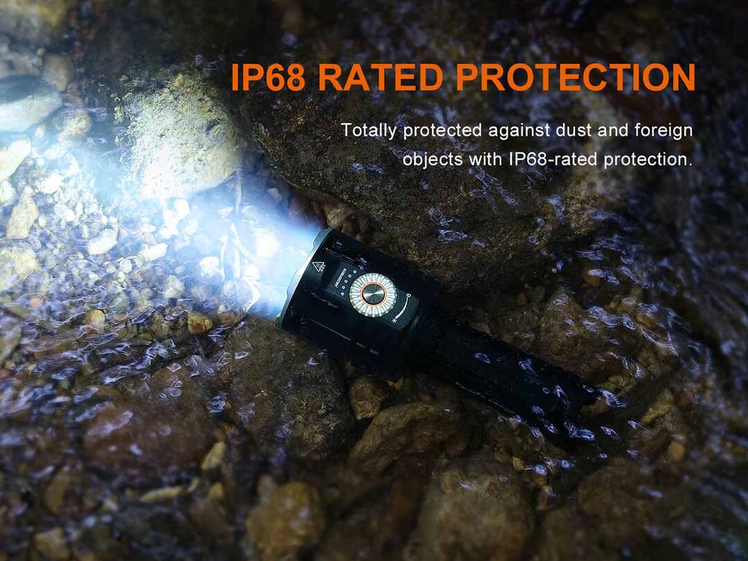 Fenix LR35R Pro rechargeable LED flashlight with 10,000 lumens brightness for tactical and outdoor applications