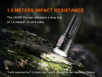 Fenix LR35R Pro rechargeable LED flashlight with 10,000 lumens brightness for tactical and outdoor applications