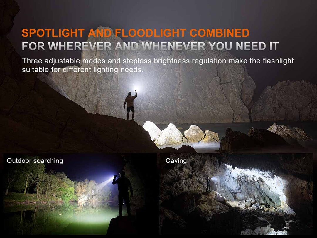 Fenix LR35R Pro rechargeable LED flashlight with 10,000 lumens brightness for tactical and outdoor applications
