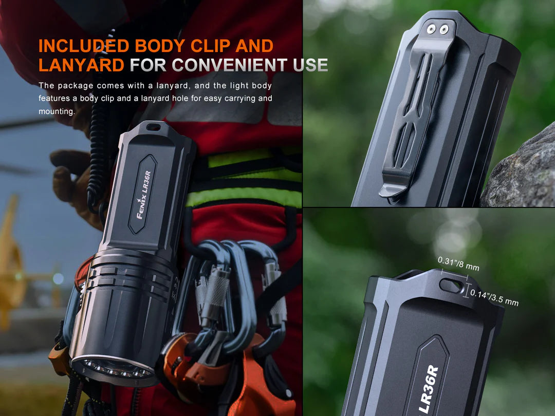 Fenix LR36R white laser search flashlight with 10,000 lumens brightness for rescue and professional outdoor lighting