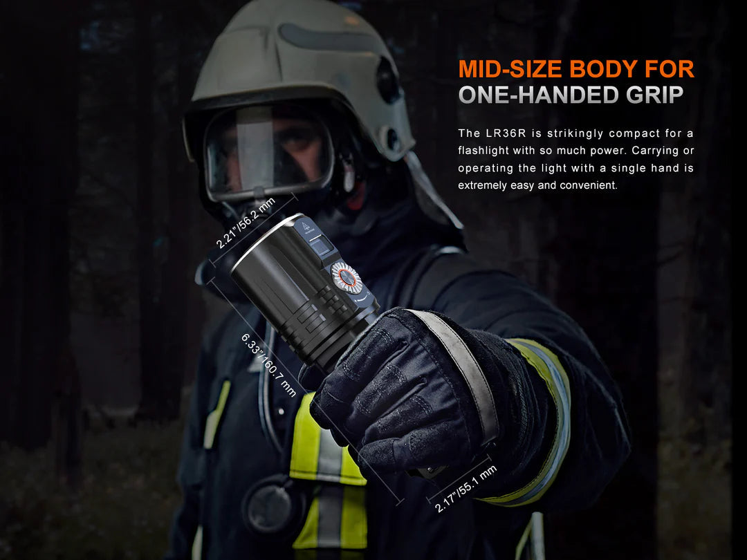Fenix LR36R white laser search flashlight with 10,000 lumens brightness for rescue and professional outdoor lighting