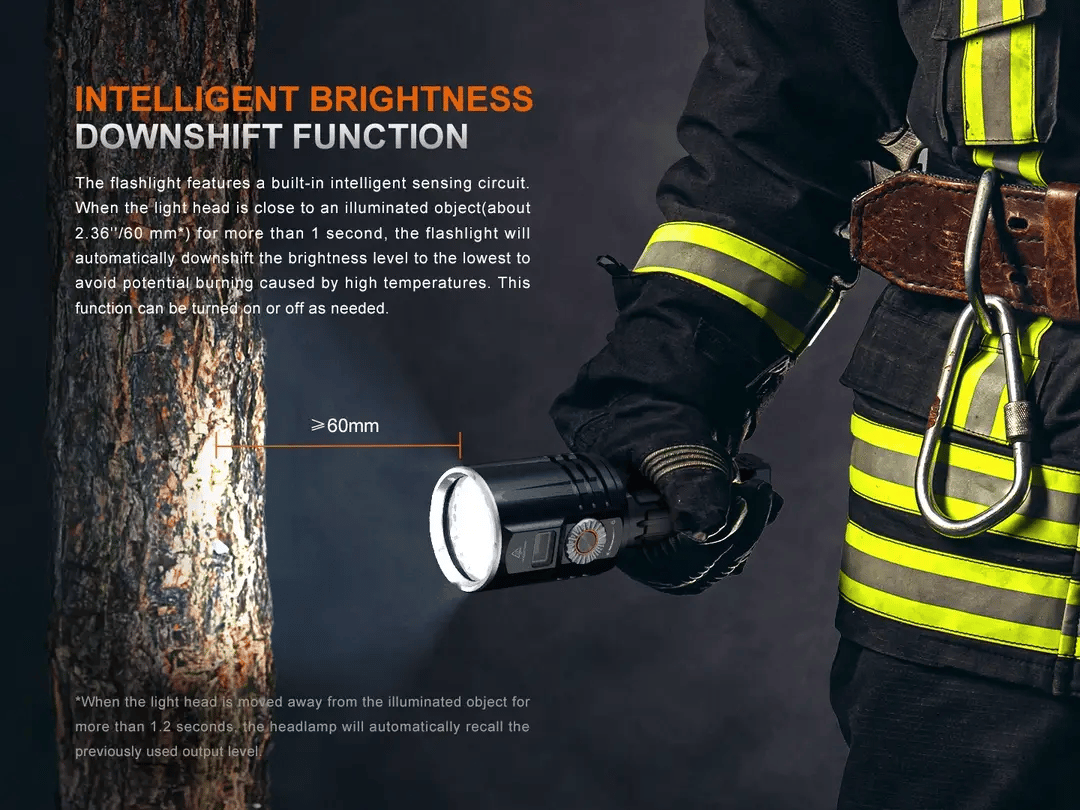 Fenix LR36R white laser search flashlight with 10,000 lumens brightness for rescue and professional outdoor lighting