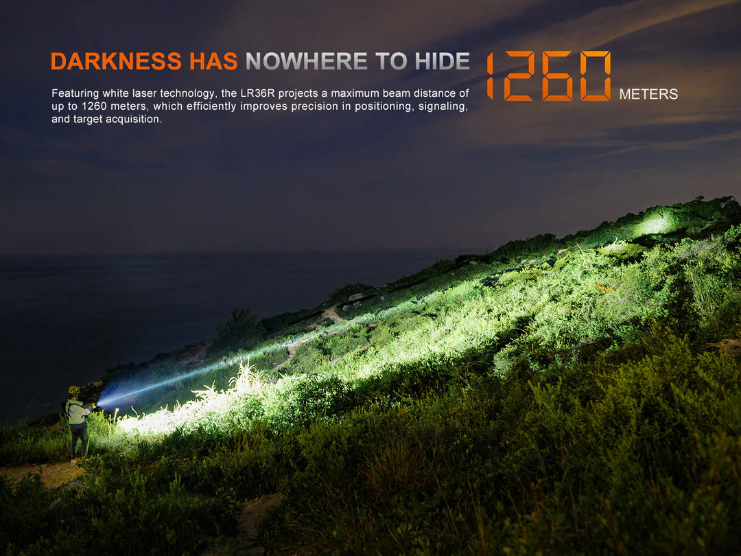 Fenix LR36R white laser search flashlight with 10,000 lumens brightness for rescue and professional outdoor lighting
