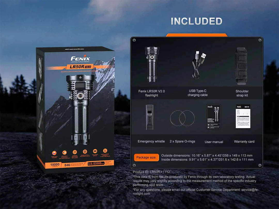 Fenix LR50R V2.0 – 18,000 Lumen High-Output Searchlight with UV &amp; Red Light