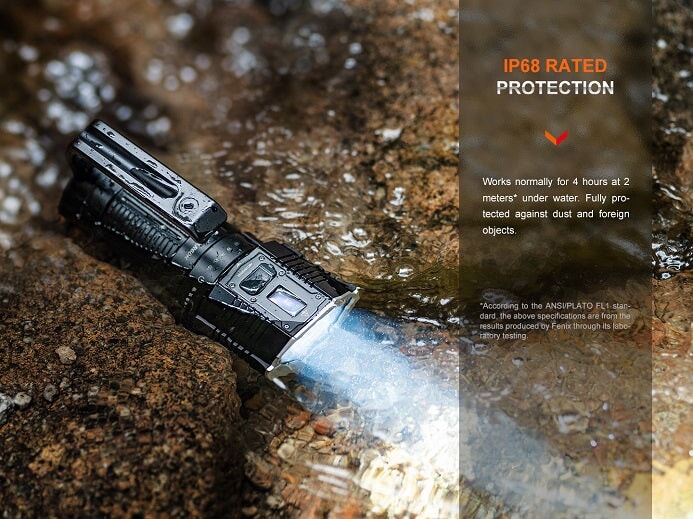 Fenix LR60R powerful rechargeable LED flashlight with 21,000 lumens brightness for search, rescue, and professional applications