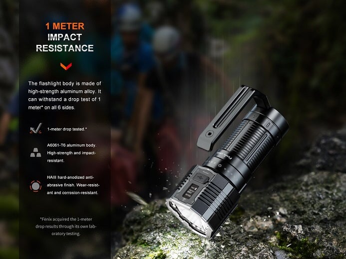 Fenix LR60R powerful rechargeable LED flashlight with 21,000 lumens brightness for search, rescue, and professional applications