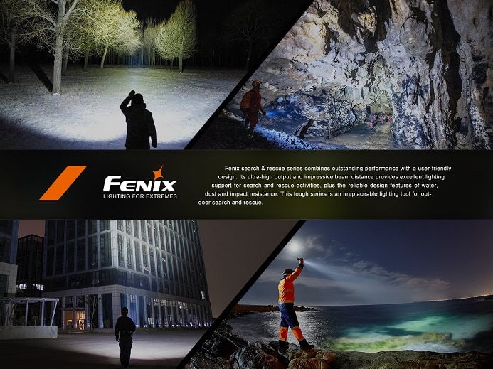 Fenix LR60R powerful rechargeable LED flashlight with 21,000 lumens brightness for search, rescue, and professional applications