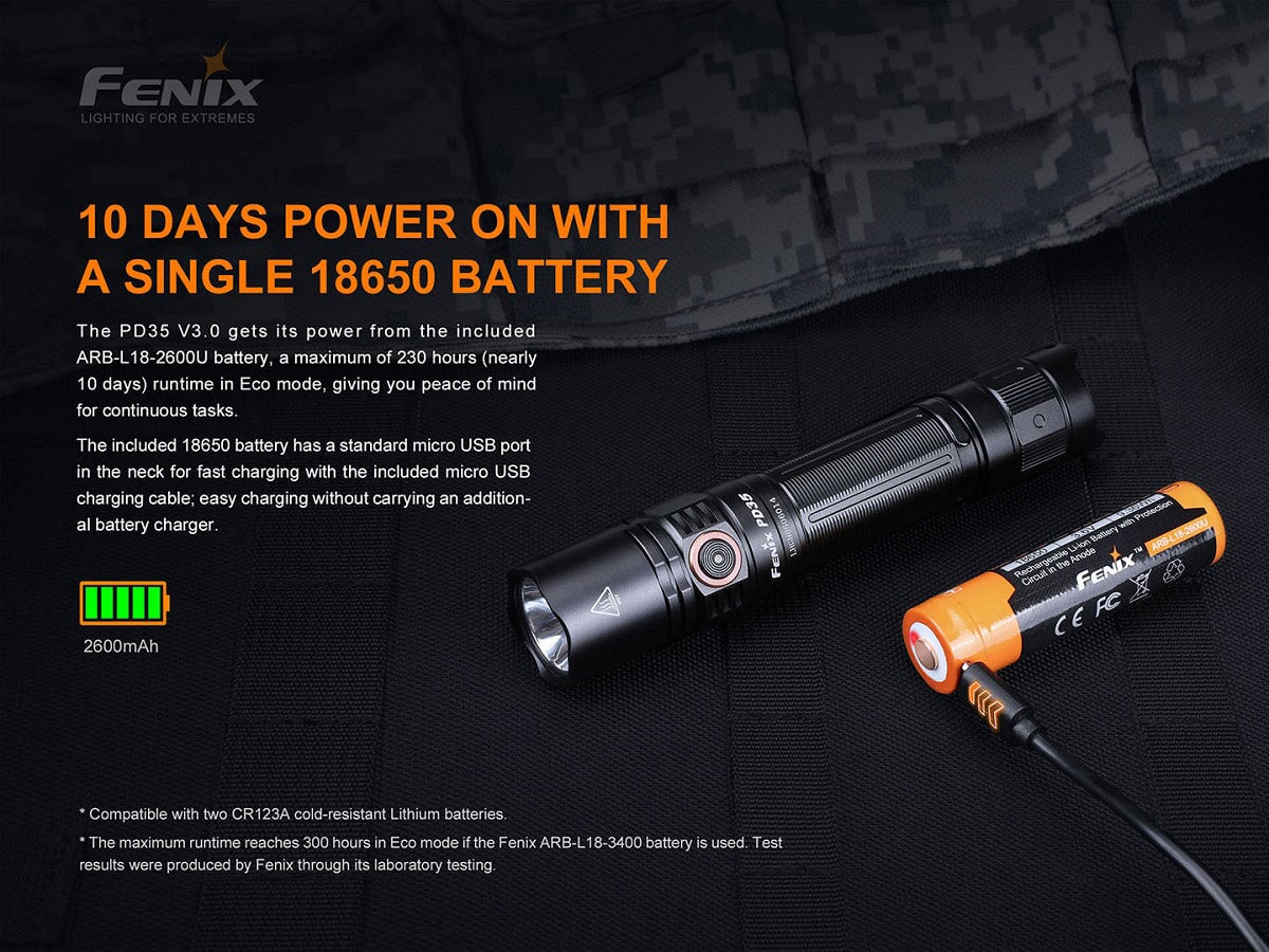 Fenix PD35 V3.0 Flashlight | Rechargeable Compact LED Light