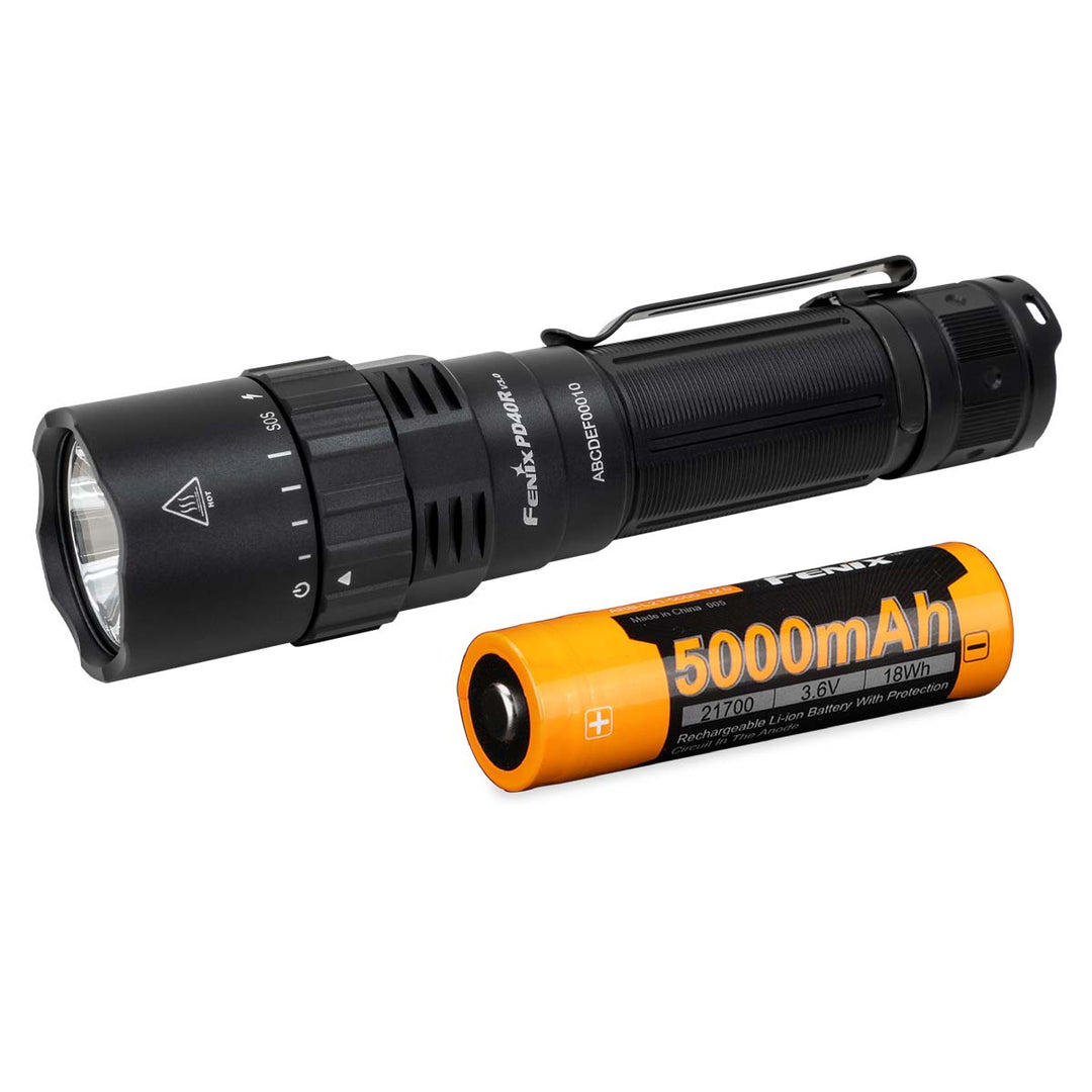 Fenix PD40R V3.0 Rechargeable Mechanical Rotary Switching Flashlight + Free ARB-L21-5000 V2.0 Battery