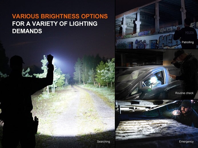 Fenix TK22R rechargeable tactical and duty LED flashlight with 3200 lumens brightness for law enforcement and outdoor use