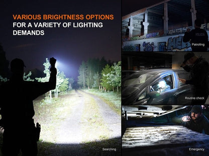 Fenix TK22R rechargeable tactical and duty LED flashlight with 3200 lumens brightness for law enforcement and outdoor use