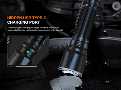 Fenix TK22R rechargeable tactical and duty LED flashlight with 3200 lumens brightness for law enforcement and outdoor use