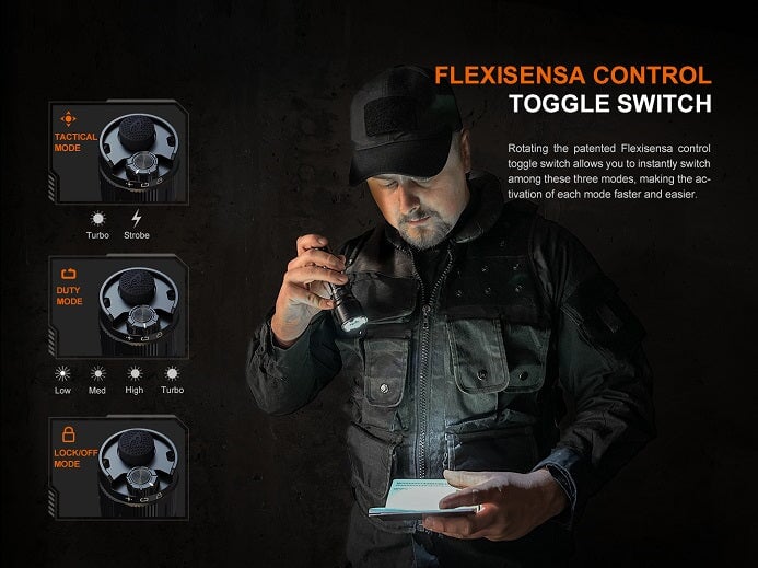 Fenix TK22R rechargeable tactical and duty LED flashlight with 3200 lumens brightness for law enforcement and outdoor use